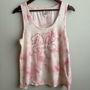 Lucky Brand Pink & White Tie-Dye Logo Tank